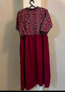 Sheetal Associates Magenta V-Neck Midi Dress