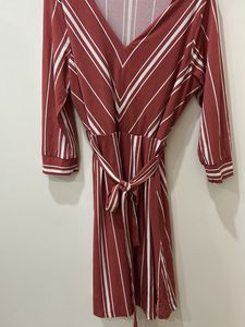 Striped Midi Dress with Belt