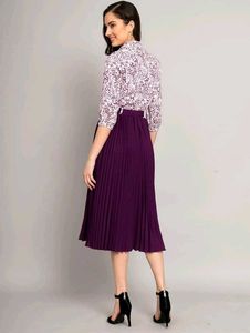 Printed Collar Neck Flare Dress