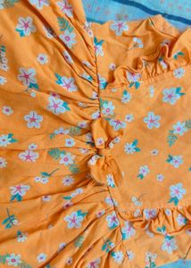 Cute Orange Floral Baby Dress