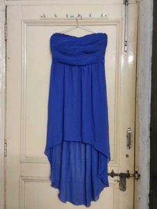 Blue Strapless Hi-Low Dress