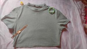 Sage Green Ribbed Crop Top