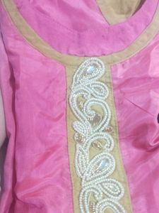 Pink &amp; Gold Embellished Kurti
