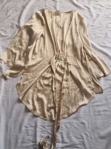 Champagne Satin Tie-Waist Top