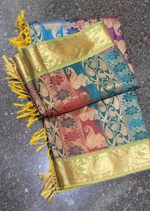 Multicolor Pattu Saree[without Blouse]