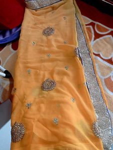 Ombre Effect Mustard Saree