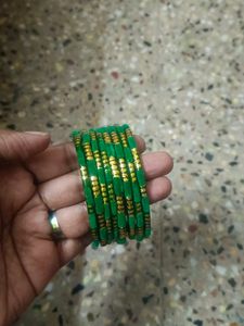 Green Velvet Glass Bangles