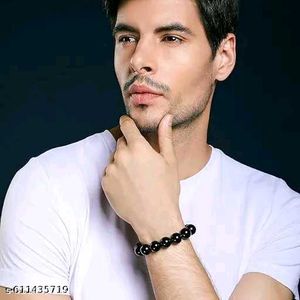 Black Stone Bracelet for Men Boys | Stylish Kada |