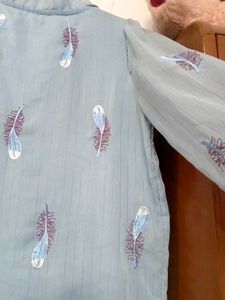 Feather Print Sheer Blouse