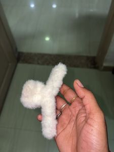 Fluffy White Hair Clip