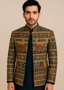 Patterned Nehru Jacket & Kurta Set