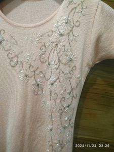 Peach Colour Embroidered Suit With Beautiful Stoll