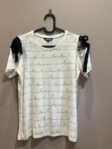 Off Shouler White AJIO Causal Tee