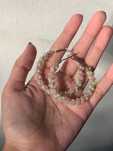 pastel pink and green twisted Beaded sparkling Hoo