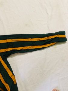 Dark Green and Mustard Yellow Striped Crop Top