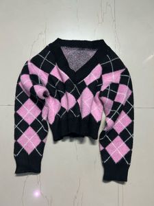 Pink Argyle Sweater