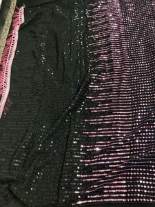 New Black &amp; Pink Sequence Saree For Grabs