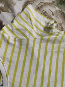 Fame forever women yellow striped cotton tshirt