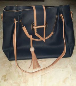 Chic Navy & Tan Tote Bag