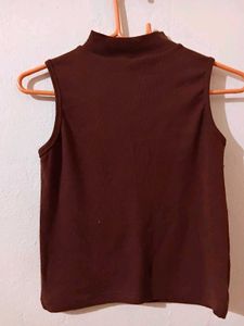 Brown Mock Neck Tank