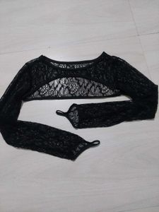 Black Lace Bolero Top