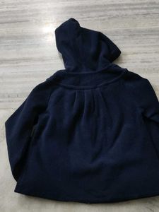 Cute Navy Blue Hooded Jacket