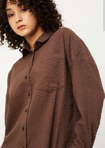 Max New Brown Seersucker Shirt For Ladies