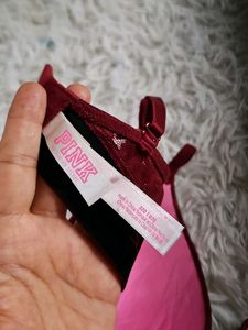 Victoria&#39;s Secret PINK Burgundy Leopard Lace Bra