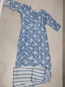 Blue Printed Kurta Set