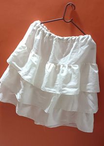 White Ruffle Mini Skirt