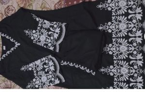 black embroidery kurta set