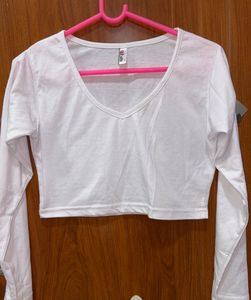 V Neck Crop T Shirt