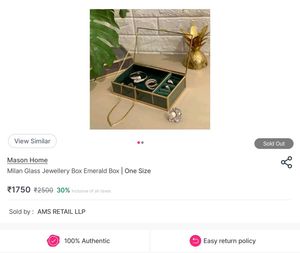 Original Mason Home Emerald Glass Jewellery Box