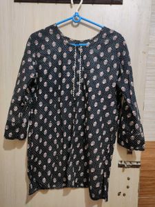 Cotton Black Short Kurti