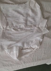 White Textured Button-Down Top