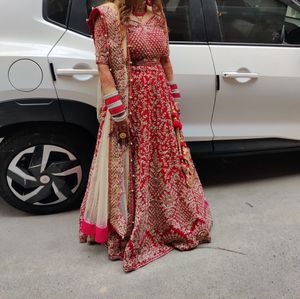 Hot Pink Embroidered Bridal Lehenga