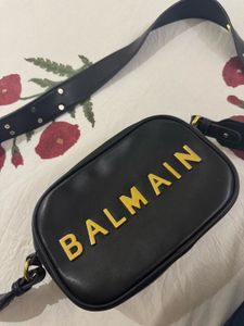 Balmain Black Leather Belt Bag