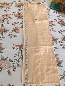 Round Neck Golden Kurta And White Pjama