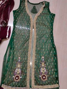 Anarkali Set With Coat Dupatta And Pant