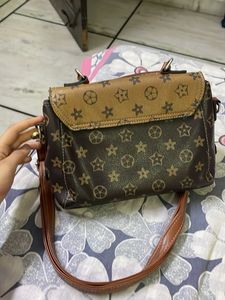 Brown &amp; Tan Patterned Satchel
