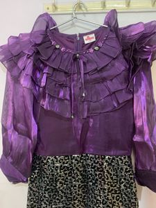 Purple Party Dress velvet  and organza material