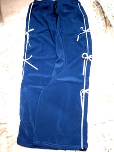 Blue Track Pants with White Ties