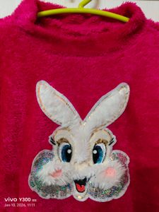 Pink Fleece Sweatshirt with Bunny
