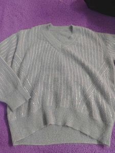 Sparkly V-Neck Knit Sweater