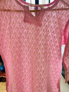 Pink Chikankari Embroidered Kurta