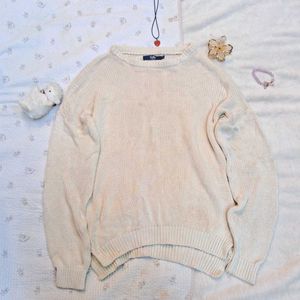 Cream Knit Pullover Sweater