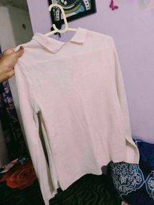 Stylish White Polo Top 🤍