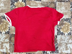 Red Graphic Ringer Tee