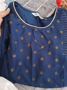 navy blue Floral Print Kurta with pants