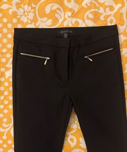 Forever New Black Pants with Zipper Detail